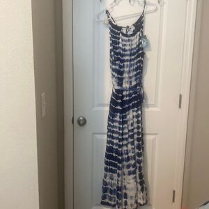 Blue and white tie dye maxi XXL spaghetti straps @BL